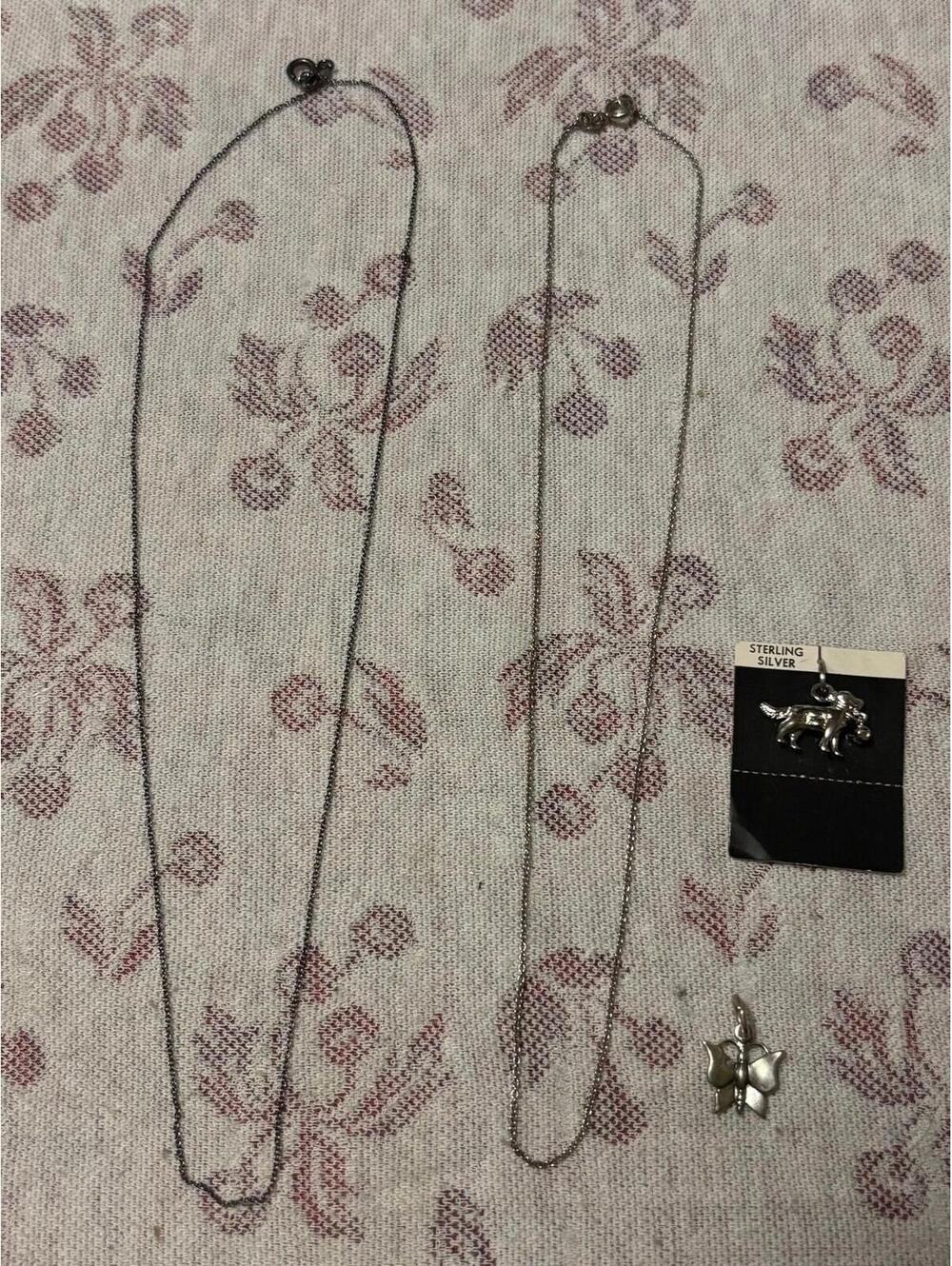 Italy 925 Sterling Chain Lot and Sterling Pendant Charms